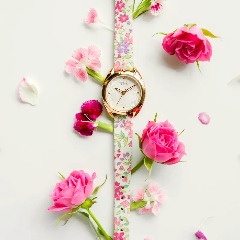 12mm Pink Floral Japanese Fabric Watch Strap