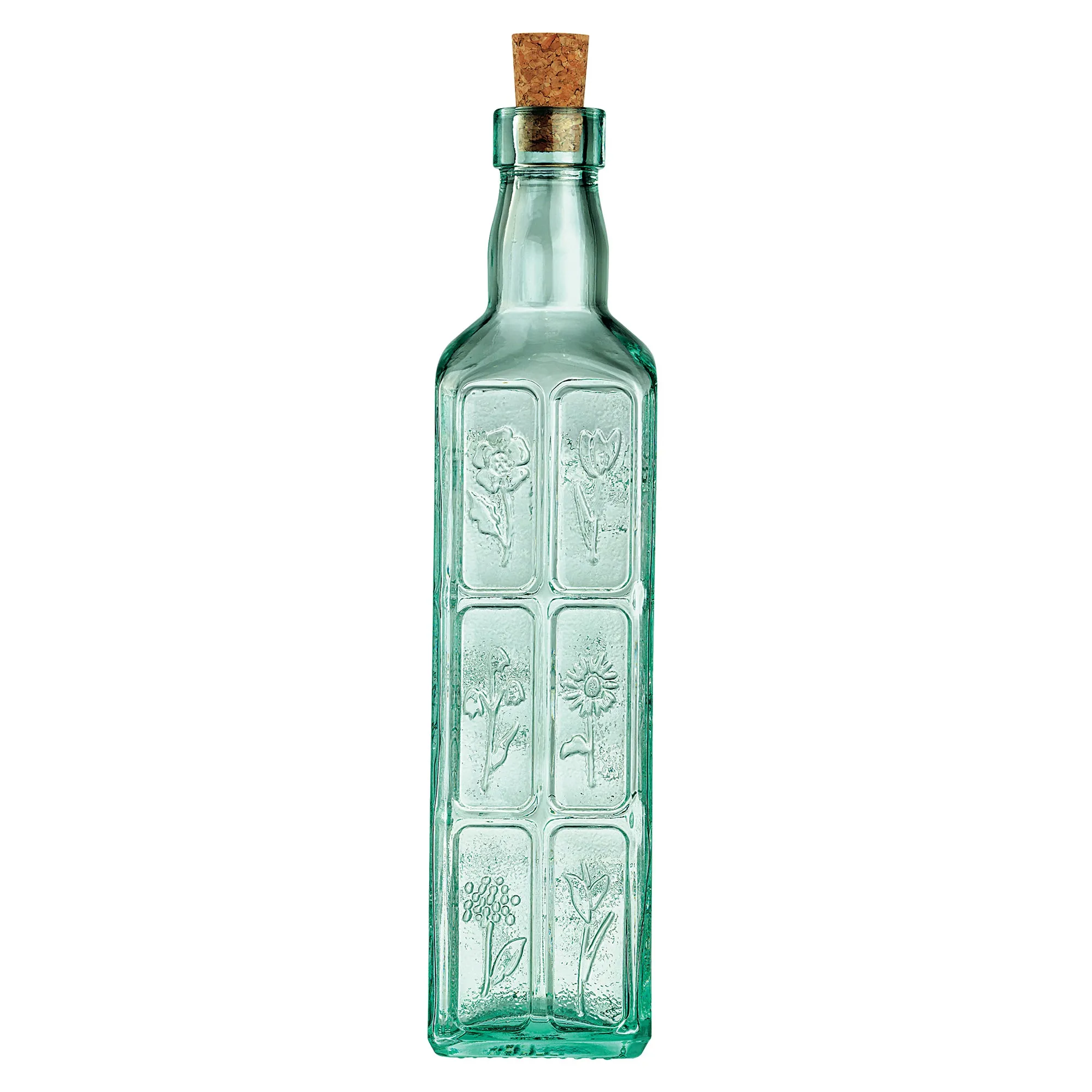 500ml Country Home Green Fiori Olive Oil Glass Bottle with Cork Lid - By Bormioli Rocco