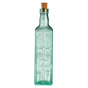 500ml Country Home Green Fiori Olive Oil Glass Bottle with Cork Lid - By Bormioli Rocco