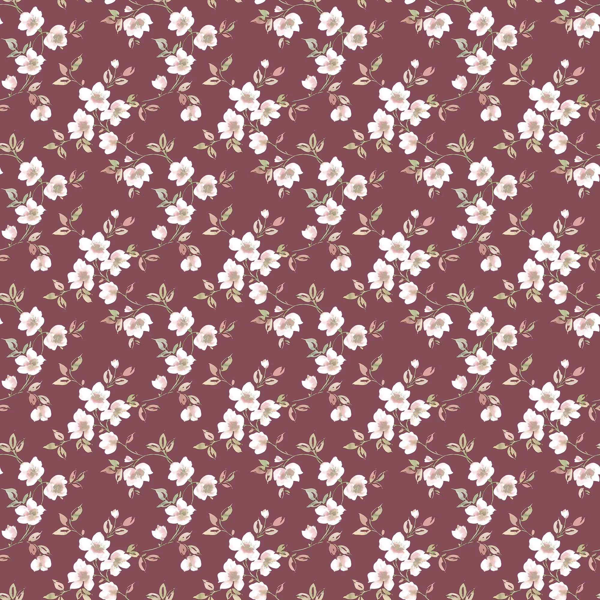 Anemone Mini Cranberry Wallpaper from the Secret Garden Collection