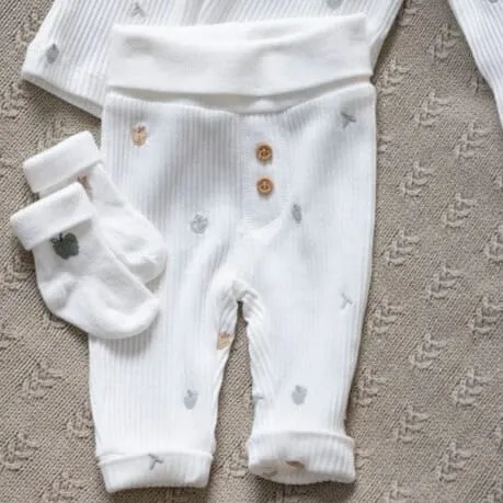 AUTUMN SWEETNESS - Super Sweet Embroidered Rib Knit Pants