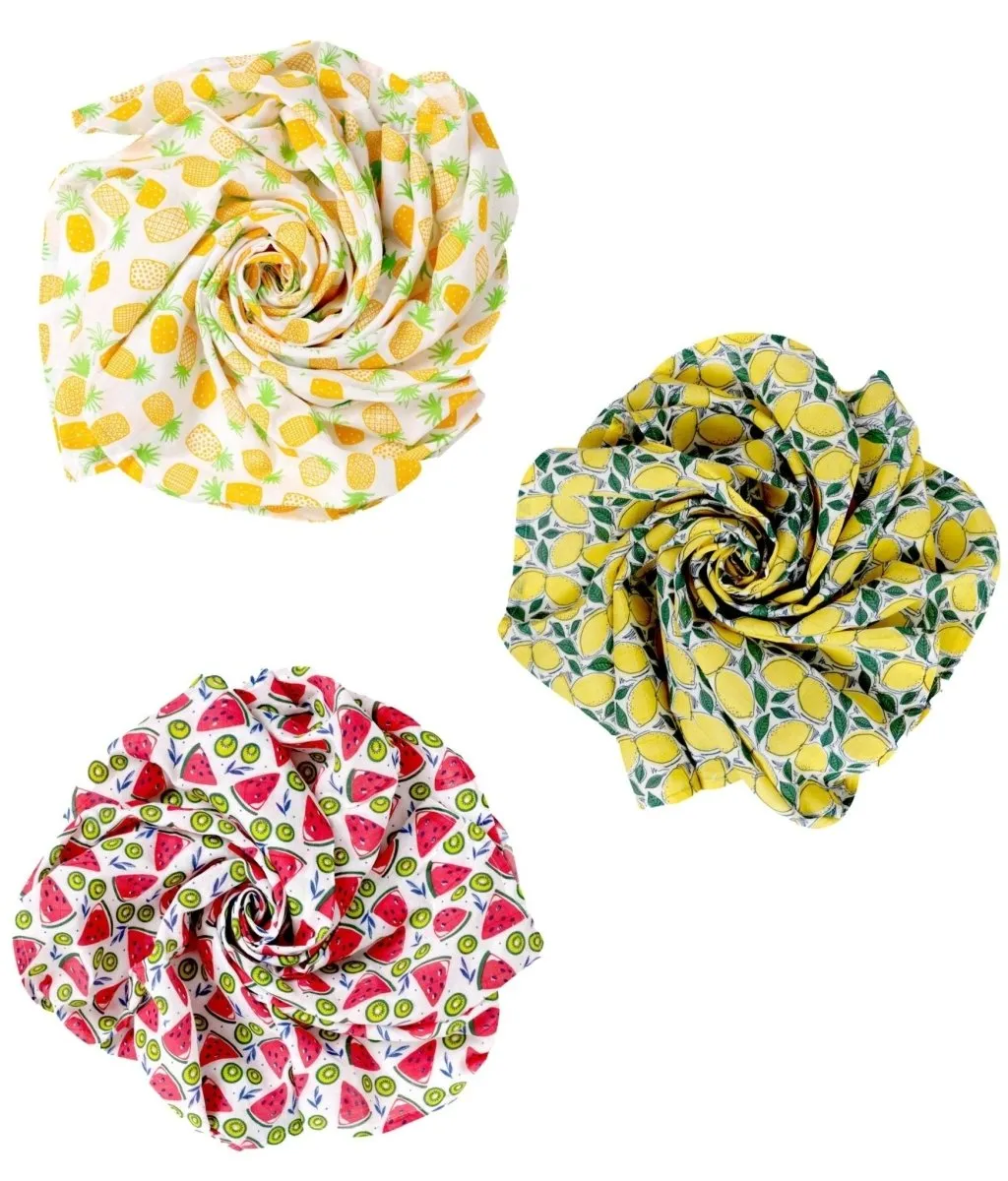 Baby Swaddle Wrap Combo- Fruity Watermelon, Fruity Pineapple & Fruity Lime