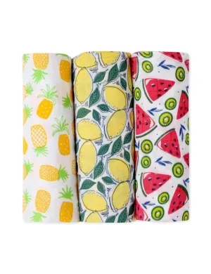 Baby Swaddle Wrap Combo- Fruity Watermelon, Fruity Pineapple & Fruity Lime