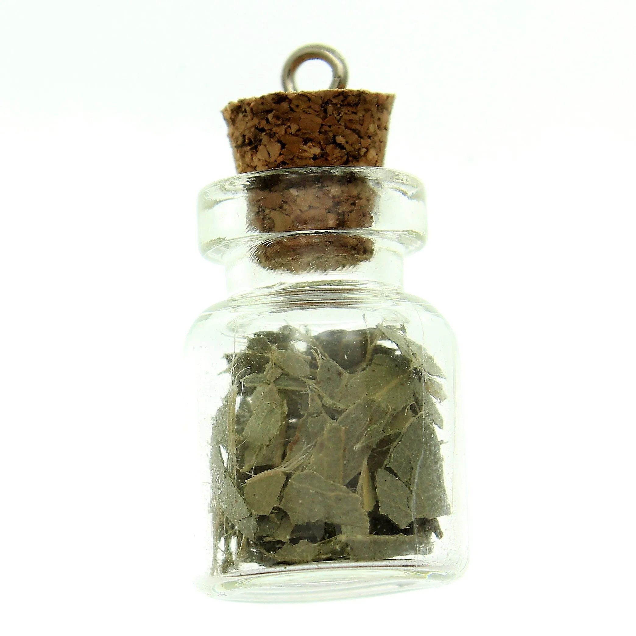 Bottle Charms with Bail Herbs in 22x15mm Glass Bottle