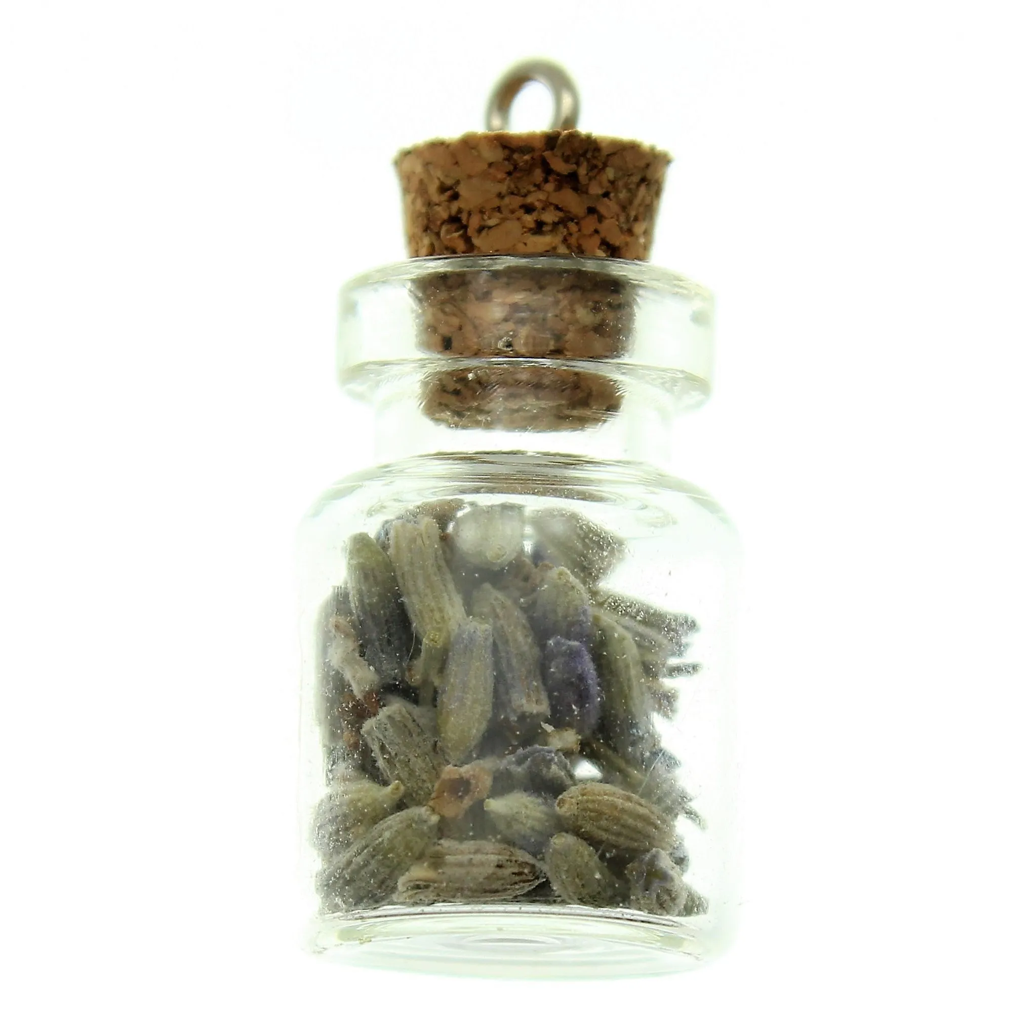 Bottle Charms with Bail Herbs in 22x15mm Glass Bottle