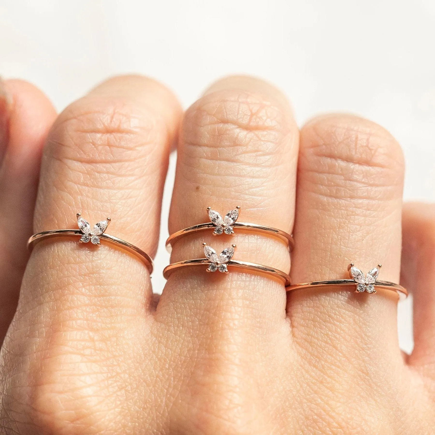 Chic Sweet Floral Butterfly Bear Heart Ring
