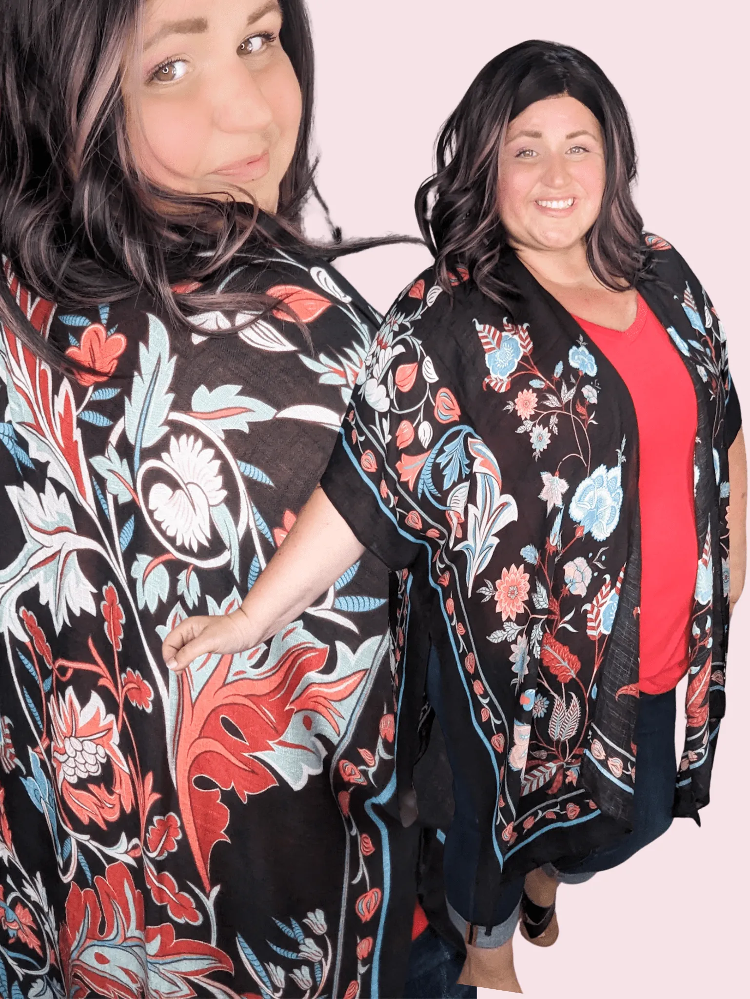 Cosette Colorful Floral Kimono on Black