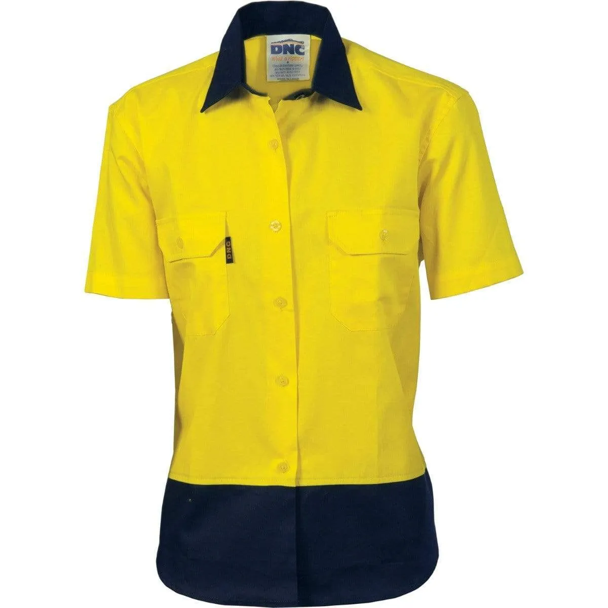 Dnc Workwear Women’s Hi-vis 2-tone Cool-breeze Short Sleeve Cotton Shirt - 3939