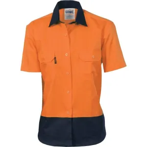 Dnc Workwear Women’s Hi-vis 2-tone Cool-breeze Short Sleeve Cotton Shirt - 3939