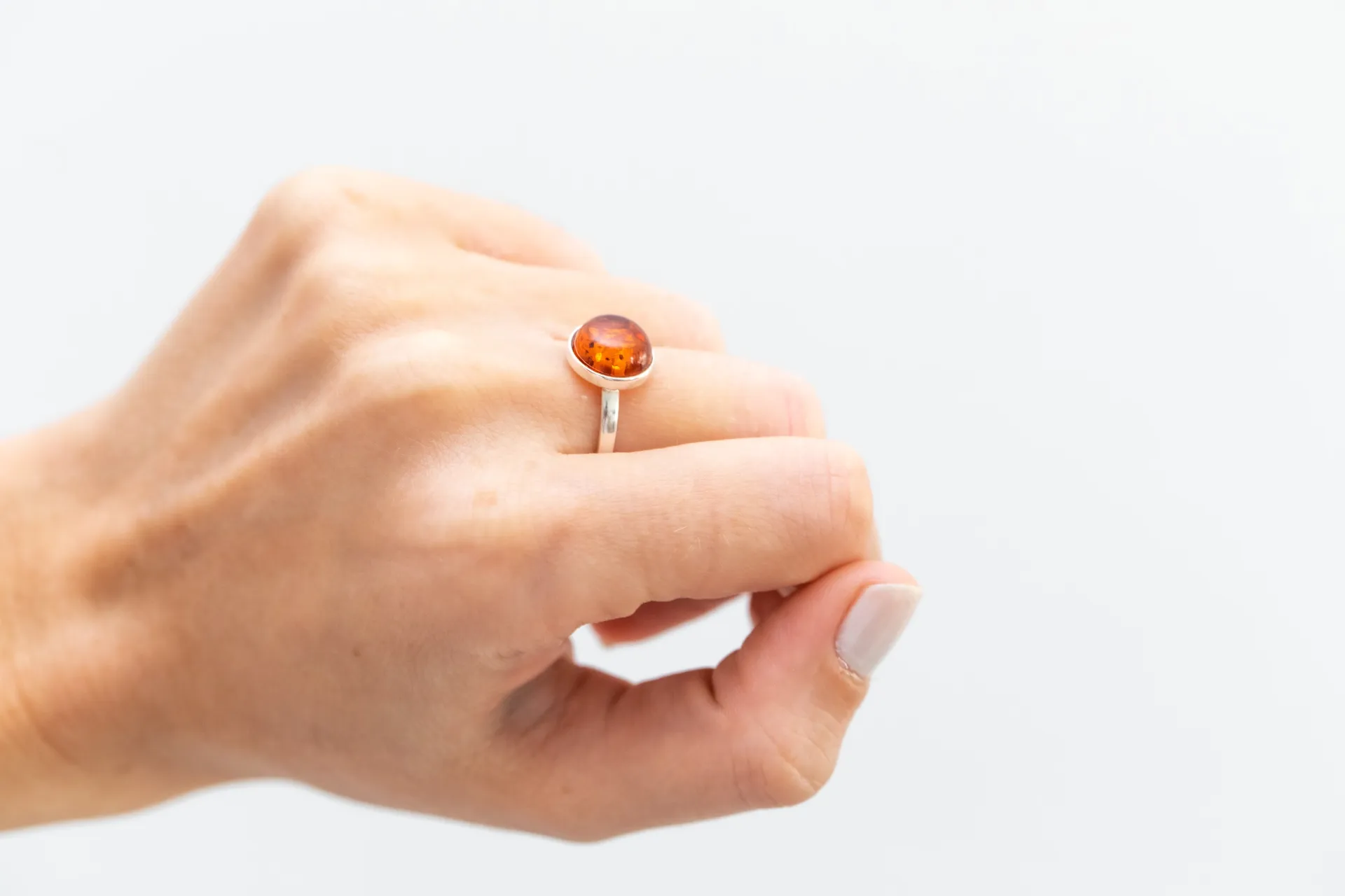 ESSENTIALS Amber Solitaire Ring - Modern Minimalist Jewelry - Timeless Baltic Amber with Sterling Silver