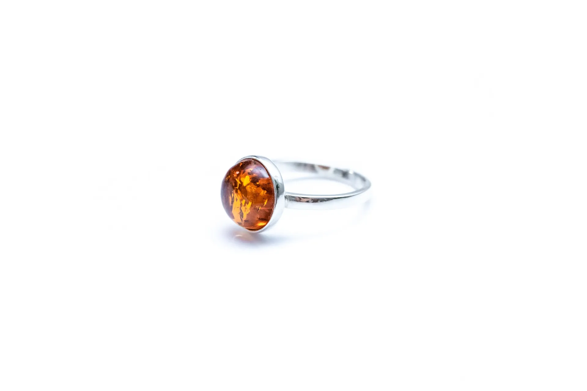 ESSENTIALS Amber Solitaire Ring - Modern Minimalist Jewelry - Timeless Baltic Amber with Sterling Silver