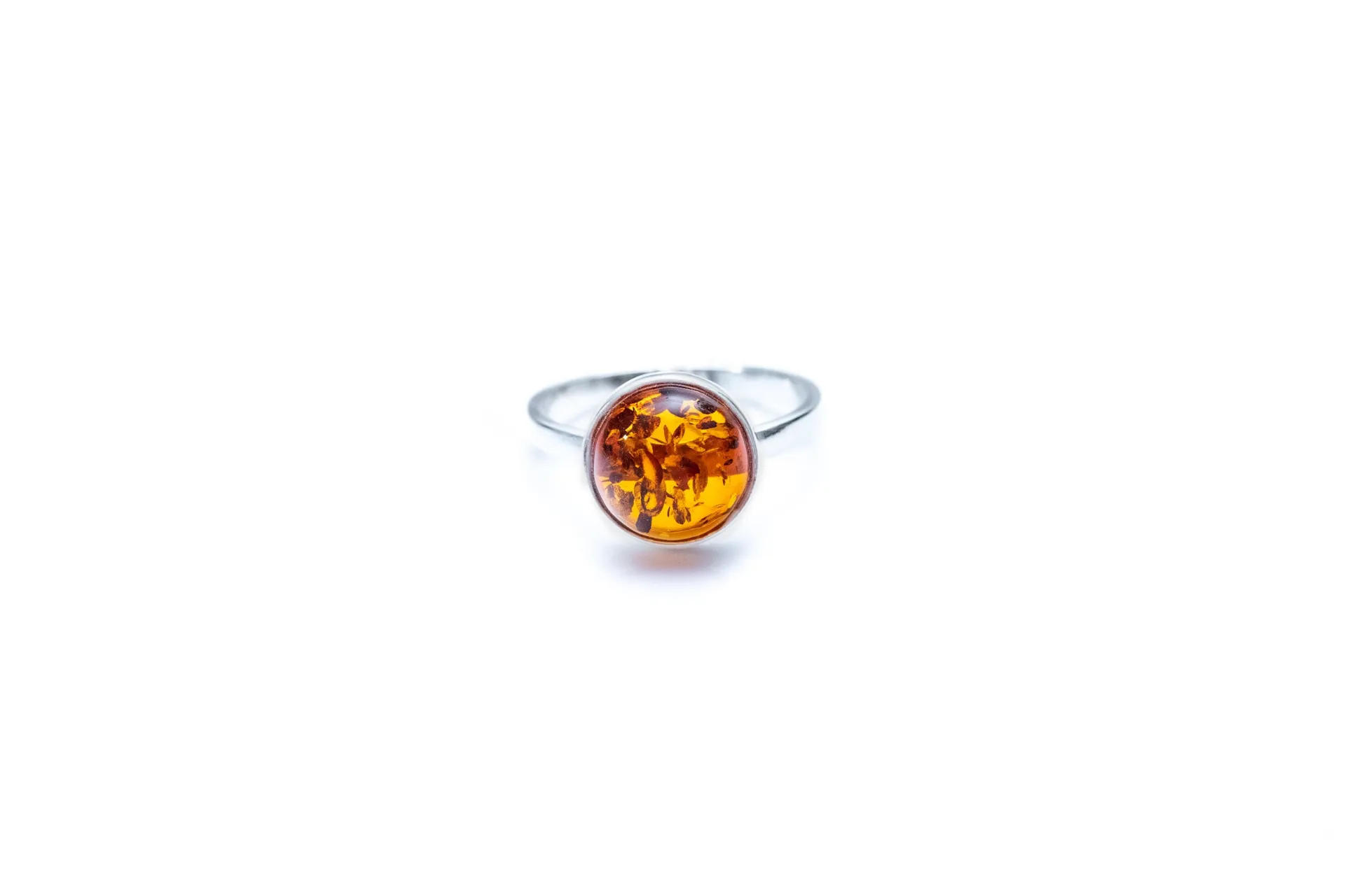 ESSENTIALS Amber Solitaire Ring - Modern Minimalist Jewelry - Timeless Baltic Amber with Sterling Silver