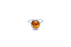 ESSENTIALS Amber Solitaire Ring - Modern Minimalist Jewelry - Timeless Baltic Amber with Sterling Silver