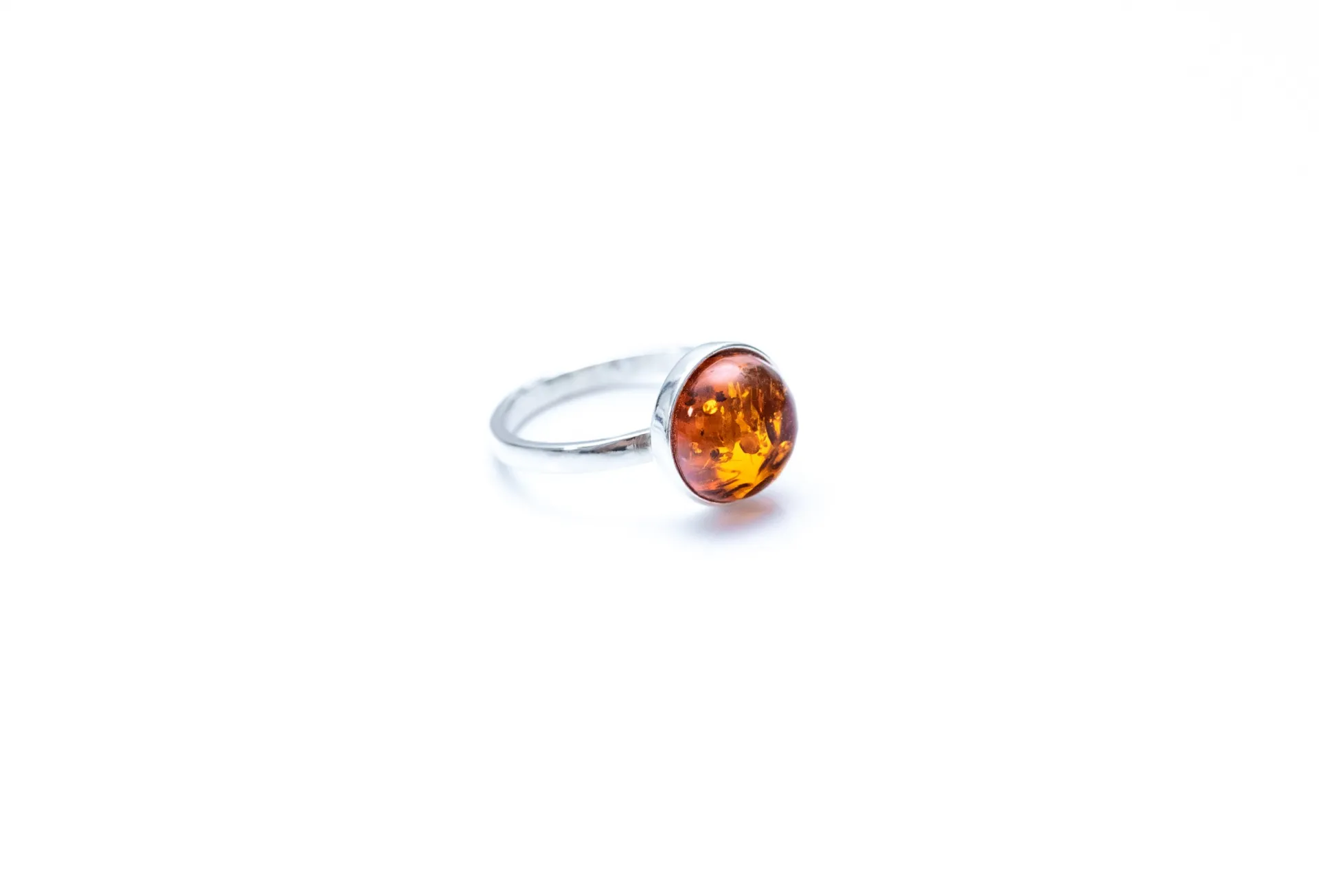 ESSENTIALS Amber Solitaire Ring - Modern Minimalist Jewelry - Timeless Baltic Amber with Sterling Silver