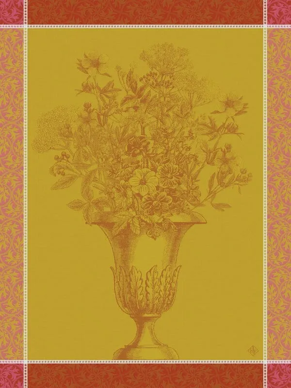 Floraison Uni Pink Tea Towel by Le Jacquard Francais
