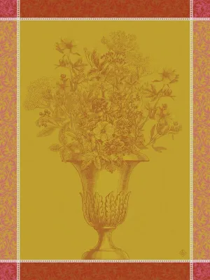 Floraison Uni Pink Tea Towel by Le Jacquard Francais