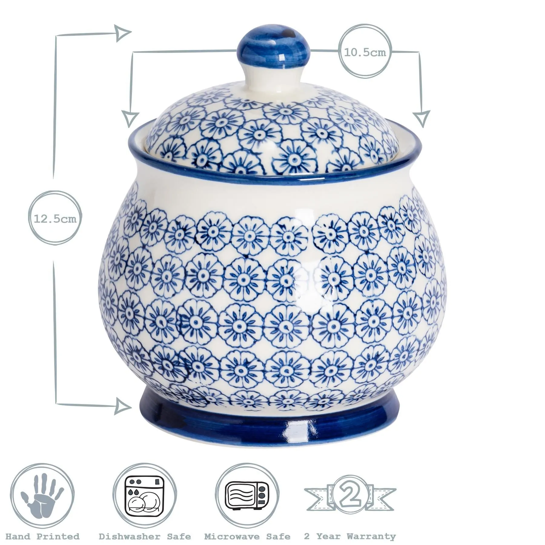 Hand Printed Sugar Bowl - By Nicola Spring