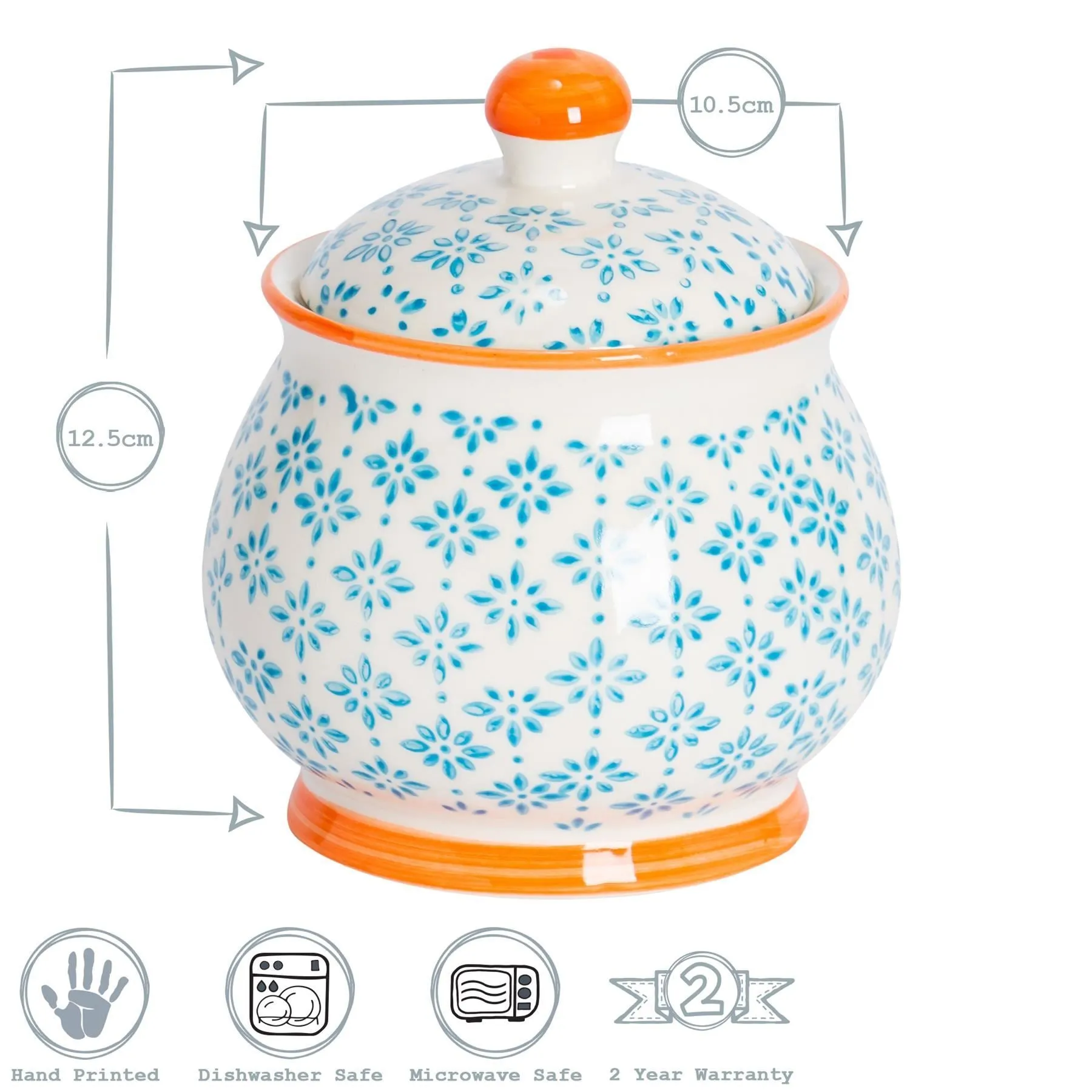 Hand Printed Sugar Bowl - By Nicola Spring