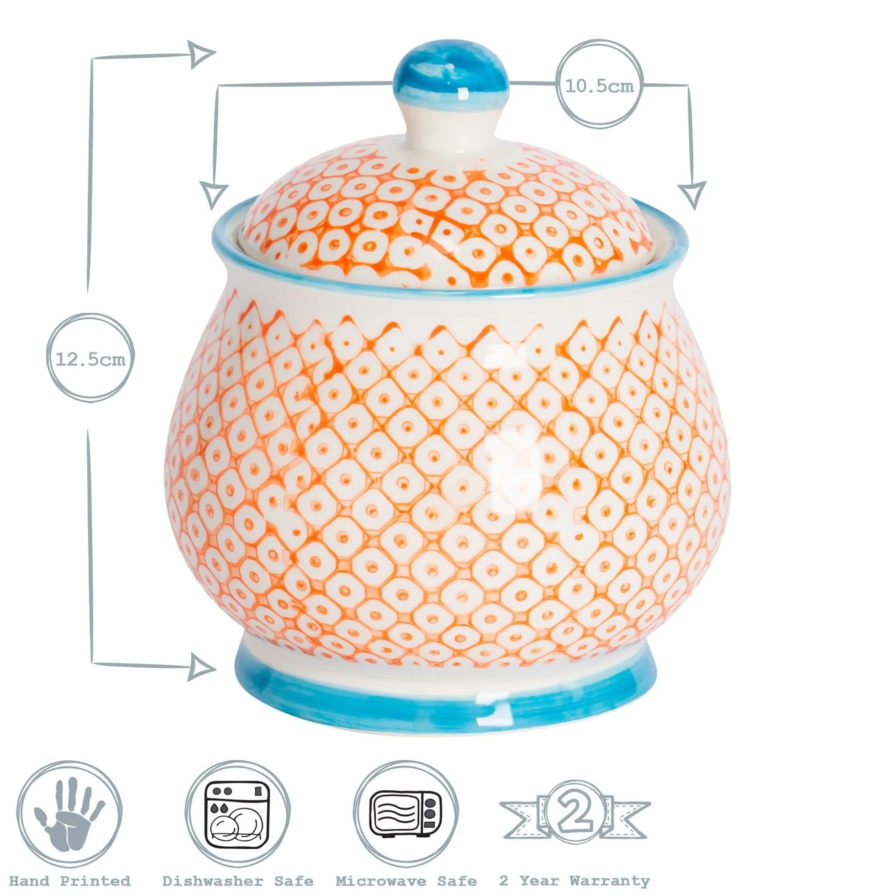 Hand Printed Sugar Bowl - By Nicola Spring