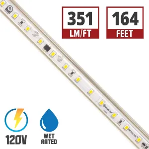 Infiniline Basics 120V LED Strip Light, 164ft Reel, 4200K, 351 Lumens per Ft, IP65 Wet locations