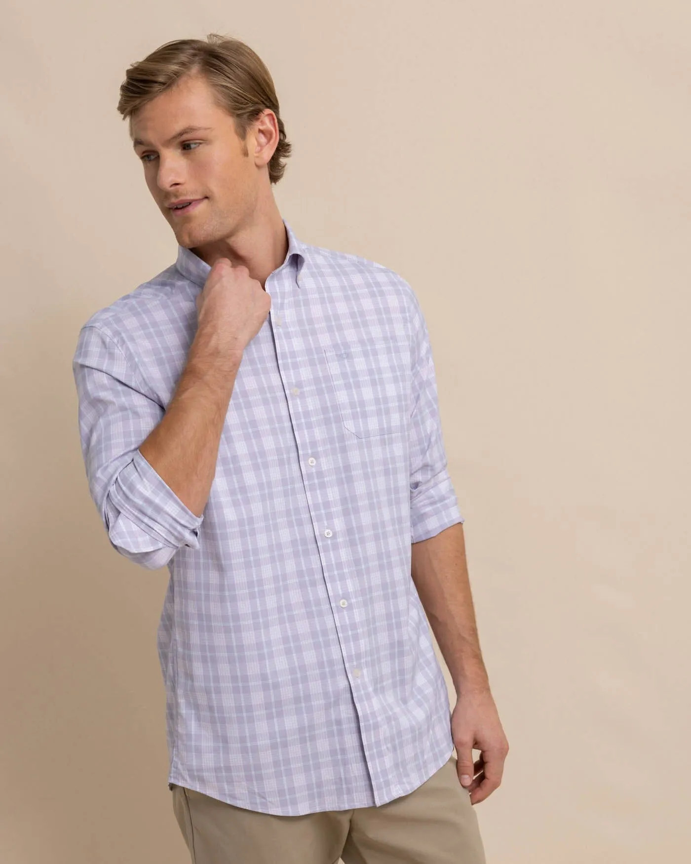 Intercoastal Primrose Plaid Long Sleeve Sport Shirt