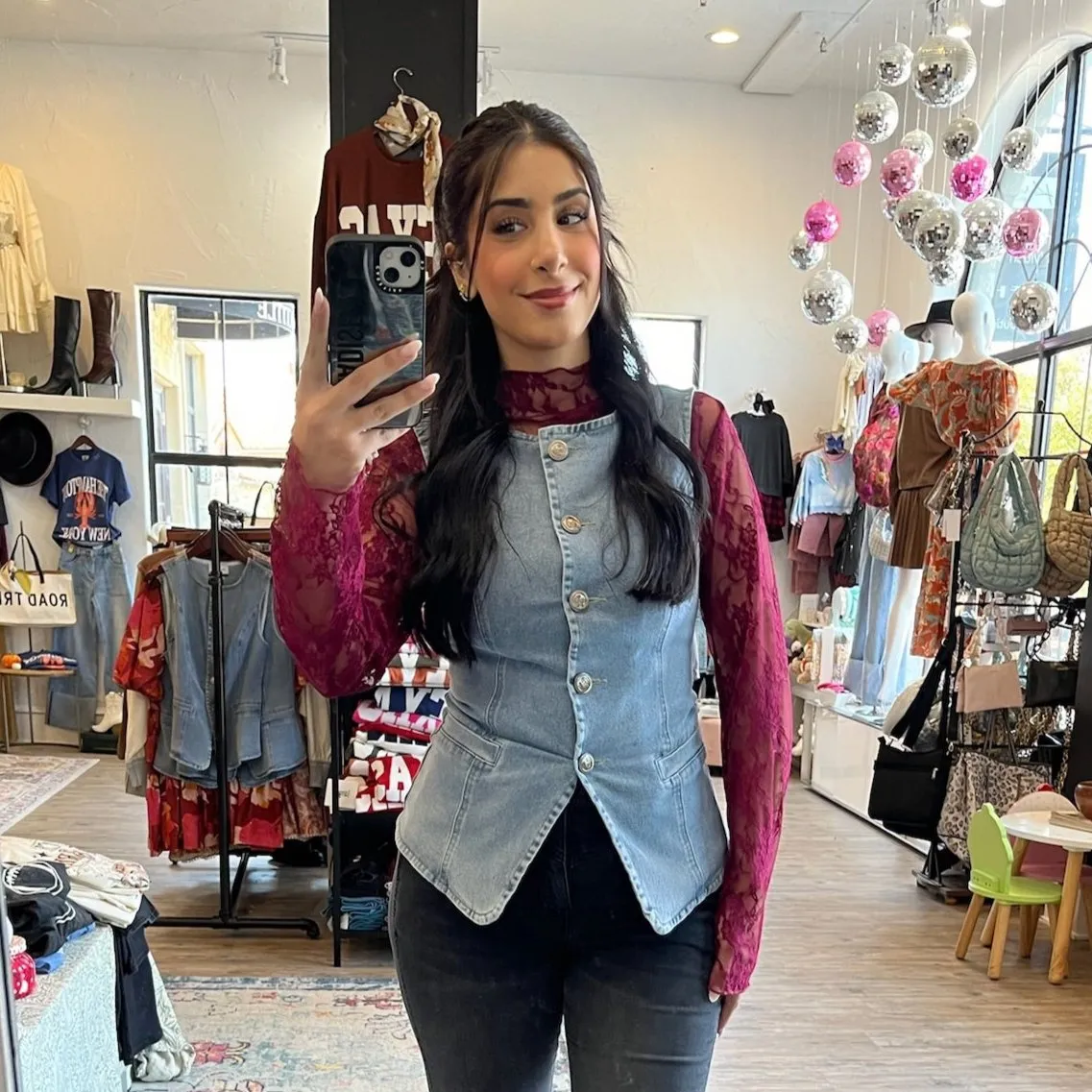 Jones Floral Print Lace Long Sleeve Top