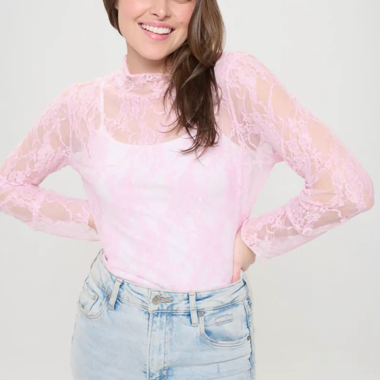 Jones Floral Print Lace Long Sleeve Top