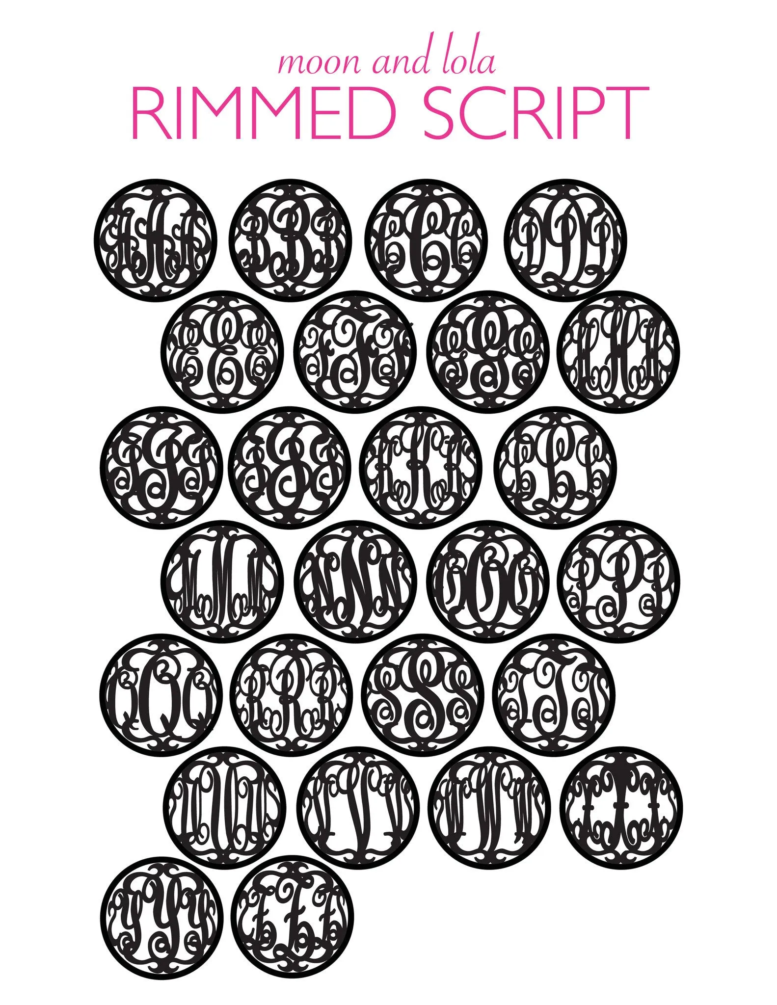 Rimmed Script Monogram Earrings (WS)