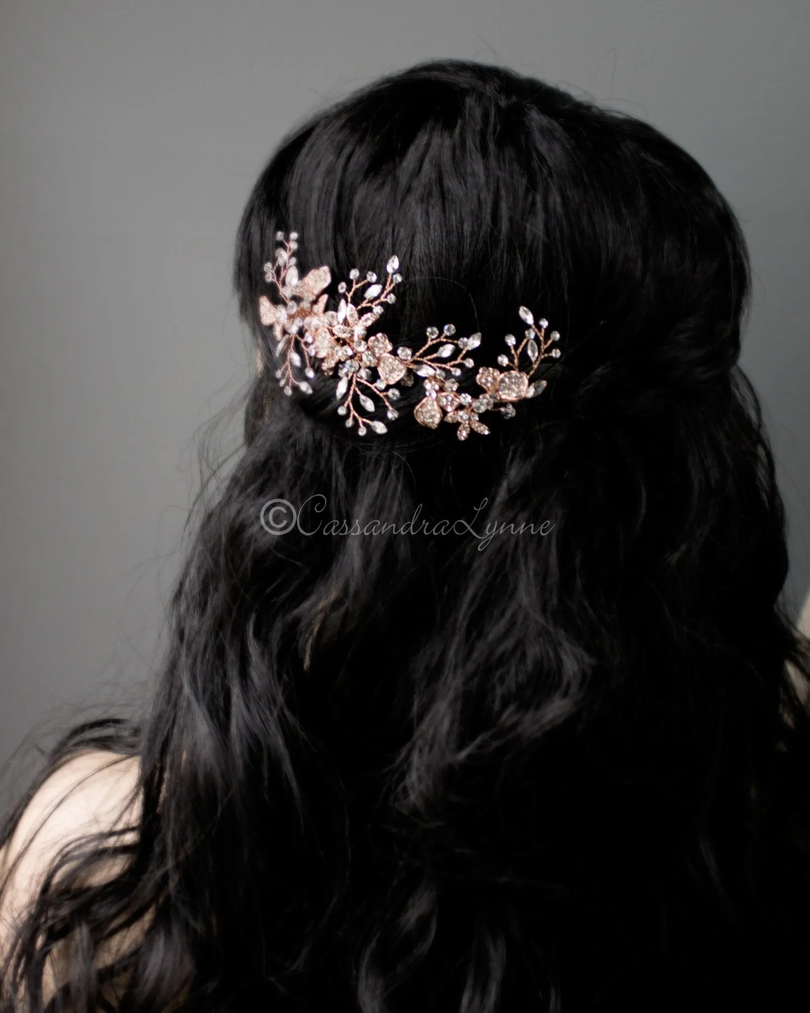 Rose Gold Crystal Wedding Hair Piece