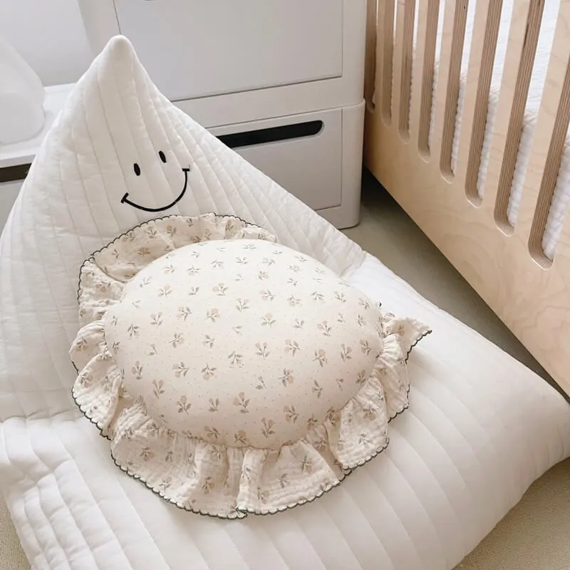 Round Ruffle Decorative Pillows for Baby Nursery