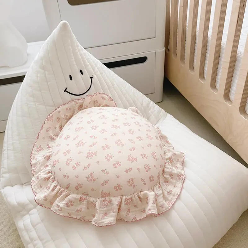 Round Ruffle Decorative Pillows for Baby Nursery