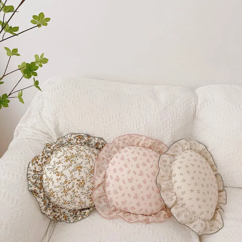Round Ruffle Decorative Pillows for Baby Nursery