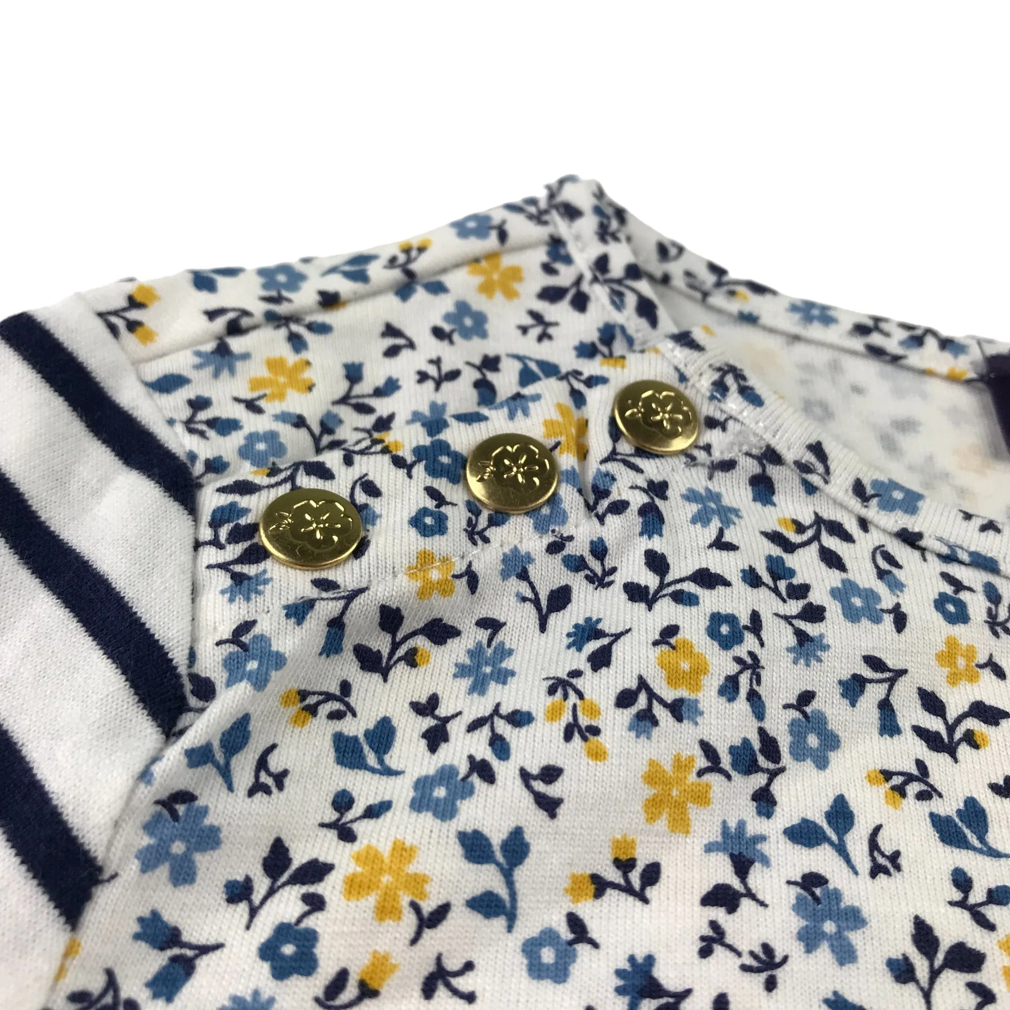 Sergent Major t-shirt 4-5 years white and navy stripy and floral pattern cotton