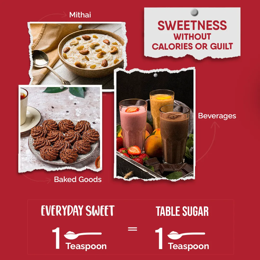 TruNativ Everyday Sweet| Natural 1:1 Sugar Replacer |60 Sachets| Monk Fruit Extract | Natural Sweetener | Zero Calories - Zero Carb - Diabetic Friendly - Keto Friendly | Cook Bake Blend - No Aftertaste (240g)