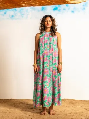 Women Green Floral Beachwear Dress